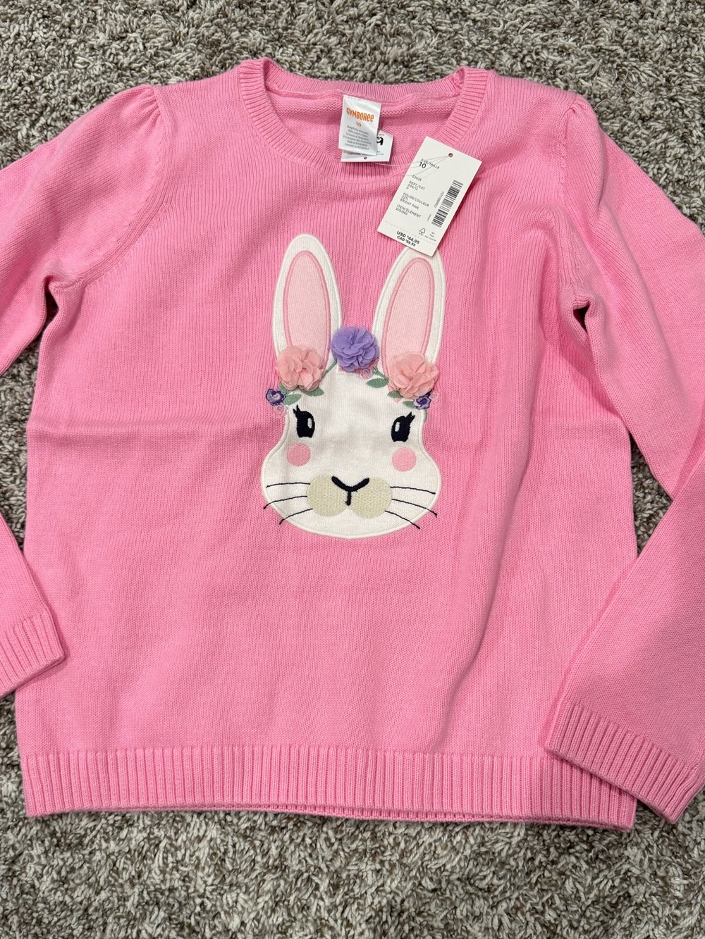 Gymboree Pink Bunny Flower Appliqué Sweater